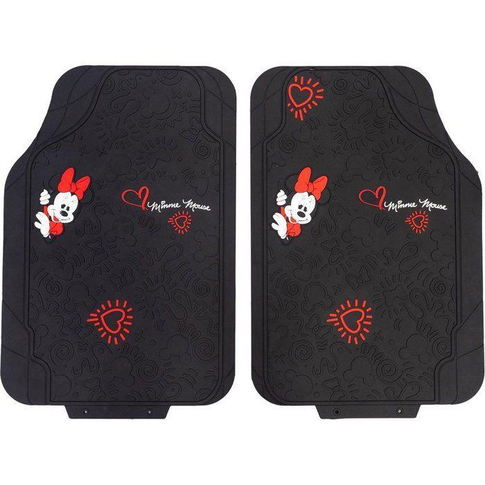 Tataway Fußmatten Paar Minnie Mouse Auto Fußmatten, PVC, Universell, 44 X 65 Cm, Schwarz und Rot