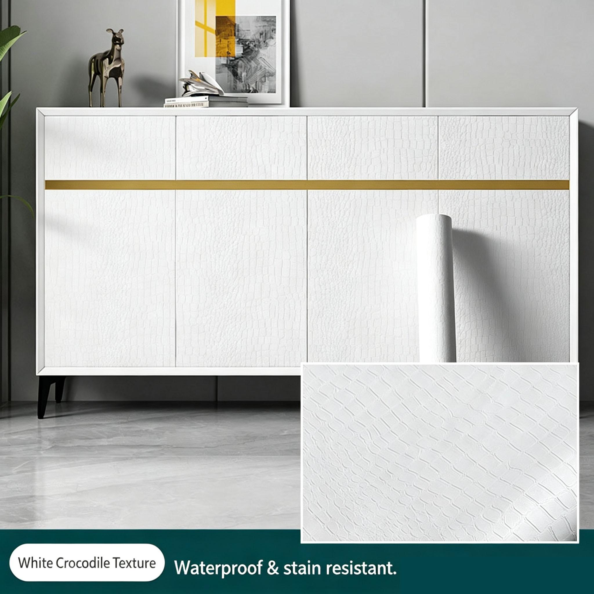 Geprägte Krokodilleder-Abzieh-und-Kleb-Tapete, Wasserdichte Selbstklebende Vinyl-Schrankmöbel-Renovierung Heimwanddekoration 40cm× 1m