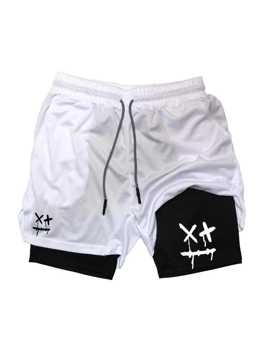 2-in-1 Herren Trainingsshorts Schnelltrocknend mit Handytasche Handtuchschlaufe Fitnessstudio Laufen Fitness Kompression JW10102 M
