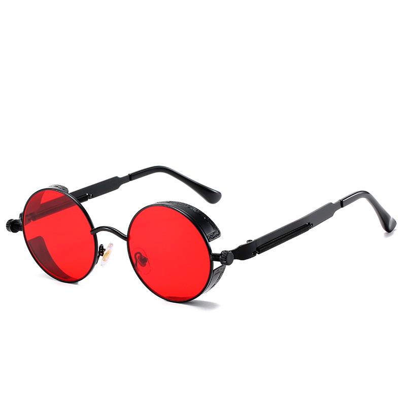 Punk Steam Sonnenbrille für Männer Vintage Brille Unisex klassische runde Rahmen Brille schwarz/rot