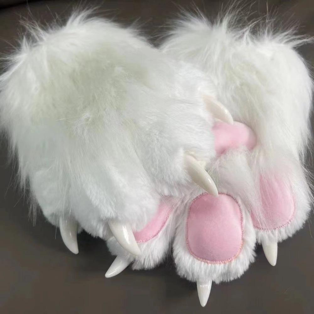 Quietschende Kig Plüsch Katzenpfoten Handschuhe Cartoon Cosplay Requisiten Kawaii Cosplay Kostüm Handschuhe Geschenke rosa/weiß