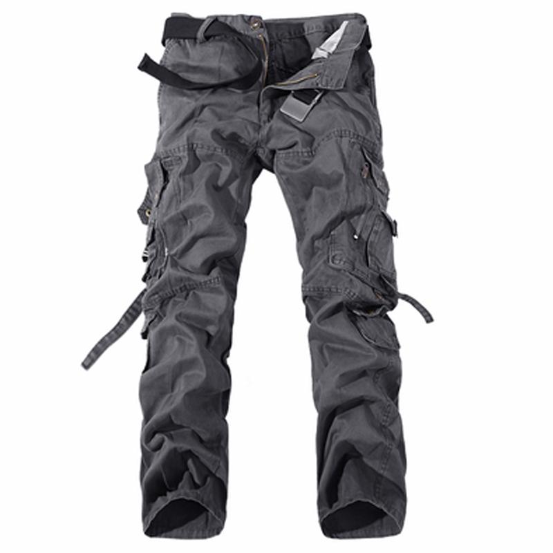 Cargohose Herrenmode Freizeithose Gerade Militärhose mit mehreren Taschen 40 grau