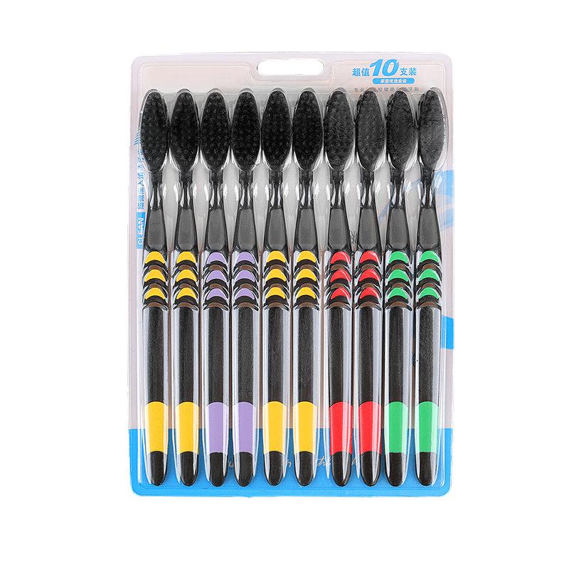 10 Teile/paket Weiche Bambuskohle Nano Zahnbürste Schwarz Zahnbürste Dental Persönliche Zahnpflege schwarz