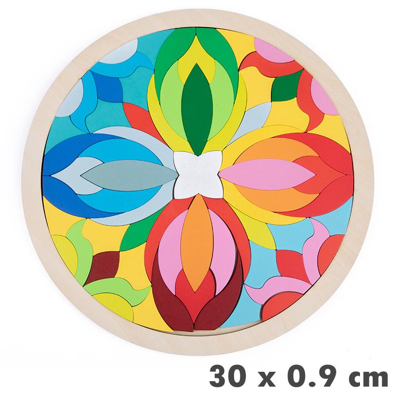 Montessori-Spielzeug aus Holz mit Regenbogen-Puzzle für Kinder, Kunst, pädagogisches geometrisches Puzzle, Vorstellungstraining, Mandala-Blöcke, Spielzeug, Denkspiele