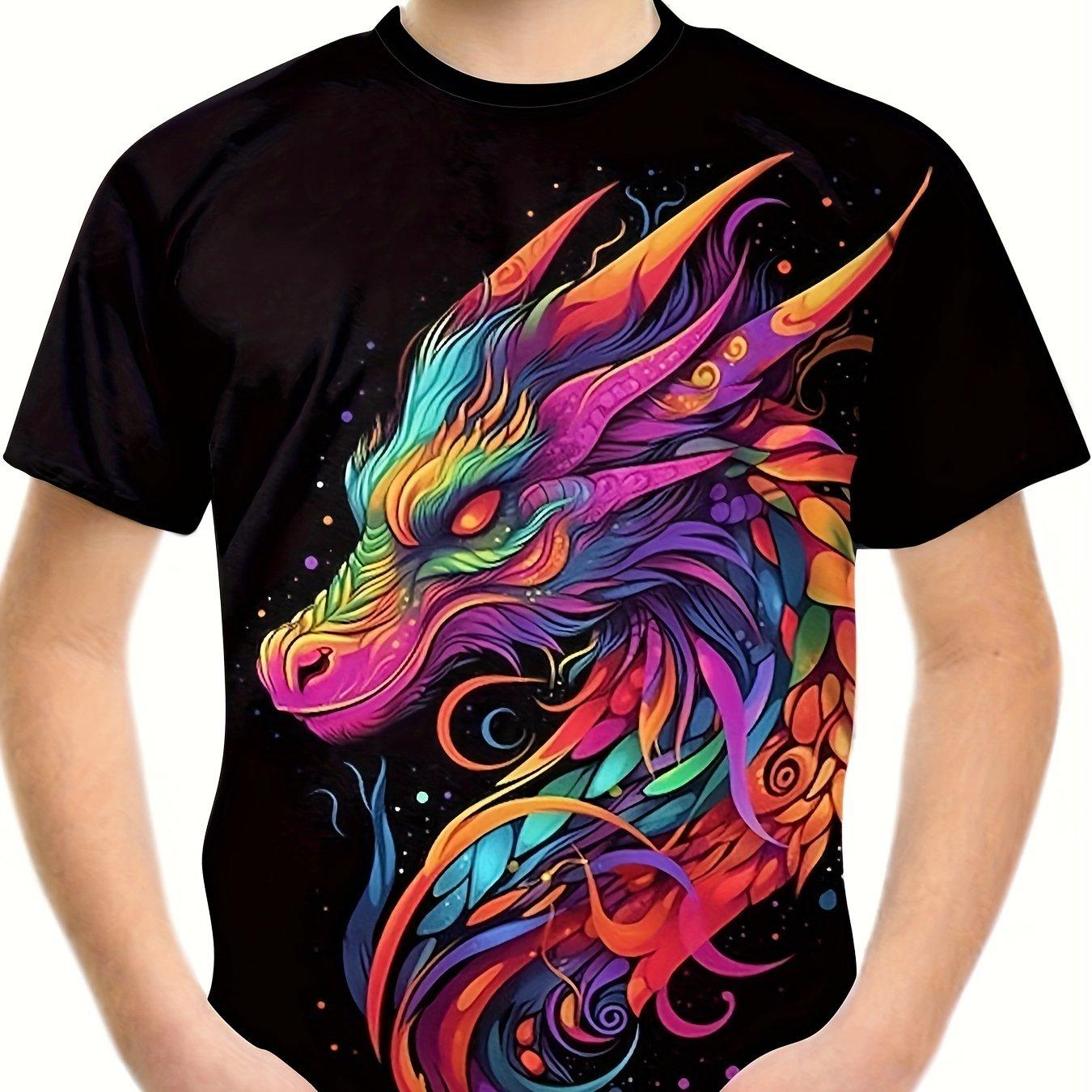 Kinderbekleidung T-Shirts für Jungen Kurzarm Kinder T-Shirt Stilvoller 3D-Drache-Graphit-Druck Lässige Mädchen Sommerkleidung Tops 100