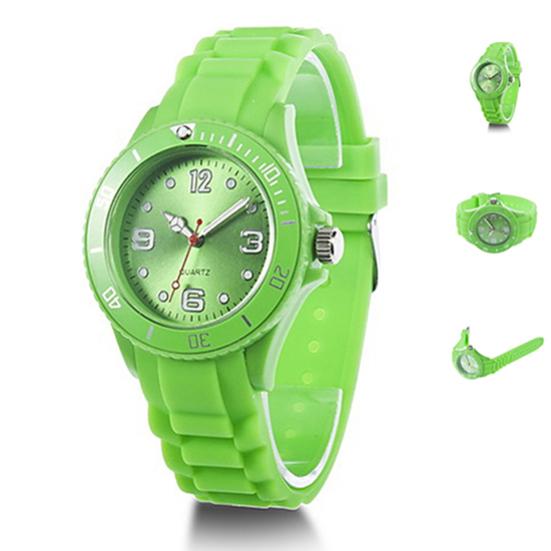 Silikon-Jelly-Armband, lässige Quarz-Armbanduhr, analoge Armbanduhr, Geschenk grün