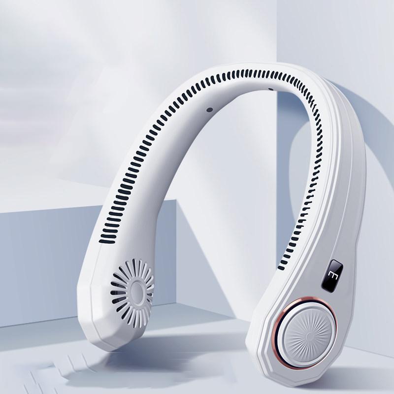 Hängender Nackenventilator mit 3 Gängen und doppelter Kühlung, tragbarer, wiederaufladbarer Mini-USB-Ventilator, leiser Ventilator für unterwegs, Nackenventilator für den Innen- und Außenbereich weiß