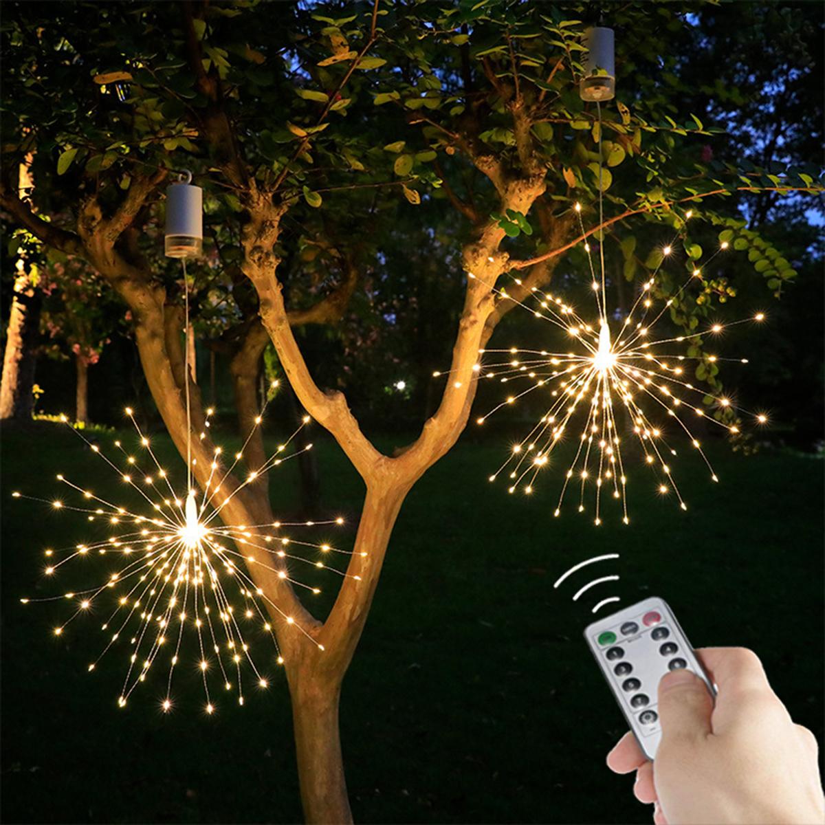LED-Lichterkette zum Aufhängen, Starburst-Lampe, DIY-Feuerwerk, Schnur, Weihnachtsgirlande, Festival-Dekoration, ferngesteuertes Funkeln 200 Led bunt