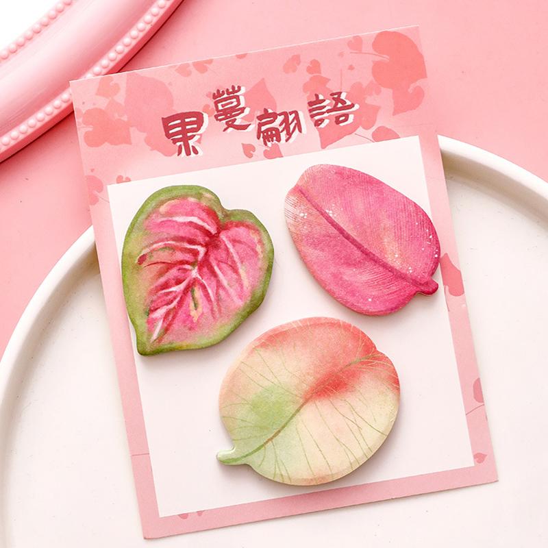 1 Stück Kawaii Schreibwaren Natürliches Pflanzenblatt Haftnotiz Notizblock Büroplaner Aufkleber Schulbedarf