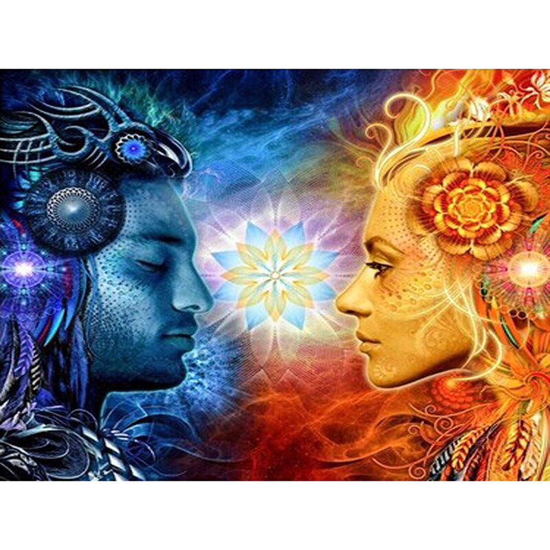 Diamantmalerei Kreuzstich Rundbohrer Diamant für Weihnachtsdekoration Eisfeuerliebhaber 20X30CM