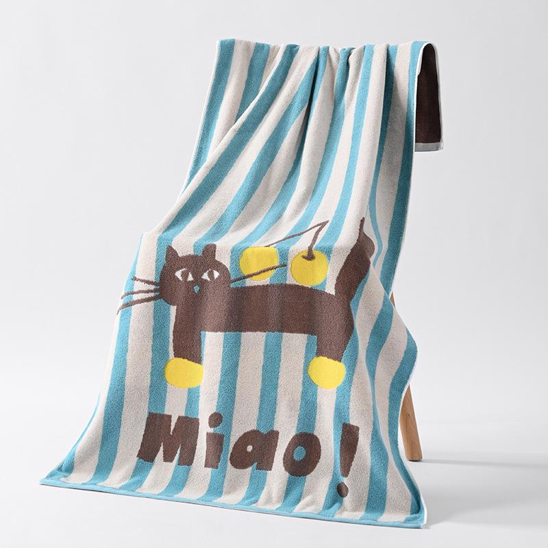 Badetuch aus Baumwolle der Klasse A, Cartoon-Jacquard, vergrößert, saugfähig, für Erwachsene und Kinder, verdickt, schnelltrocknend, Badetuch aus Baumwolle der Klasse A, großes Badetuch 70*140cm