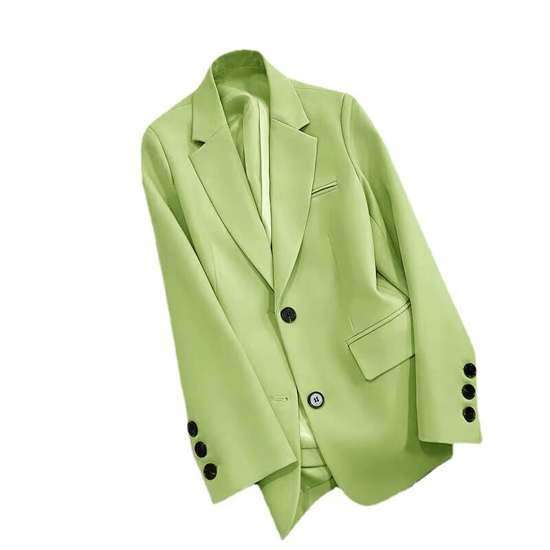 Frauen Einfarbig Schwarz Knopf Tasche Blazer Anzug Langarm Strickjacke Koreanische Mode Casual Multi Farben Blazer Jacke S