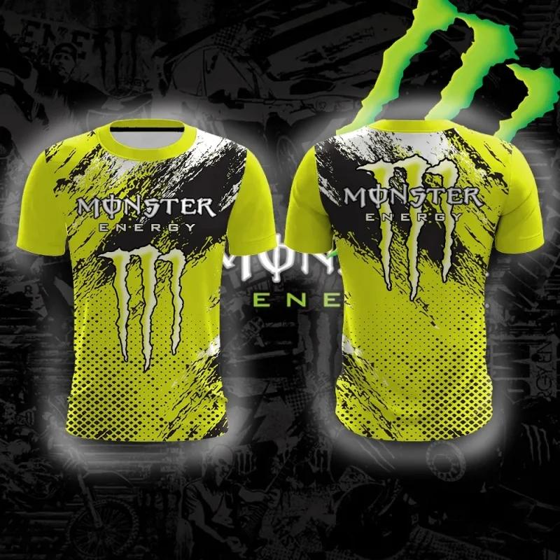 Sommer Erwachsener Schnelltrocknend Atmungsaktiv Monster Energy 3D-Druck Outdoor Herren Fitness Sport Freizeit Sport Kurzarmhemd 5XL gray