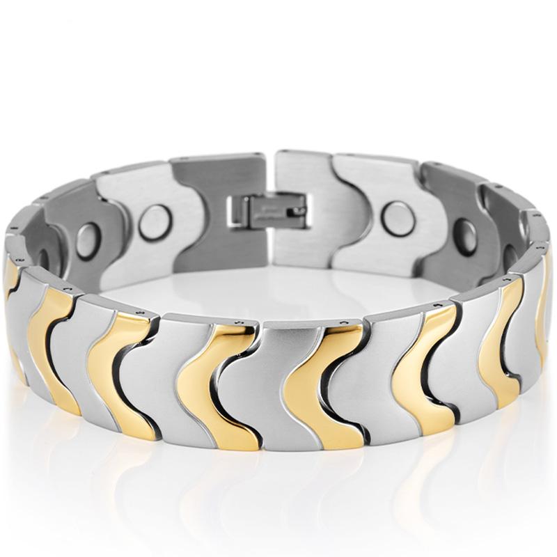 15MM Gold Farbe Edelstahl Herren Magnetische Armbänder Luxus Armband für Männer Männlichen Schmuck Zubehör Cool 22CM silber/gold