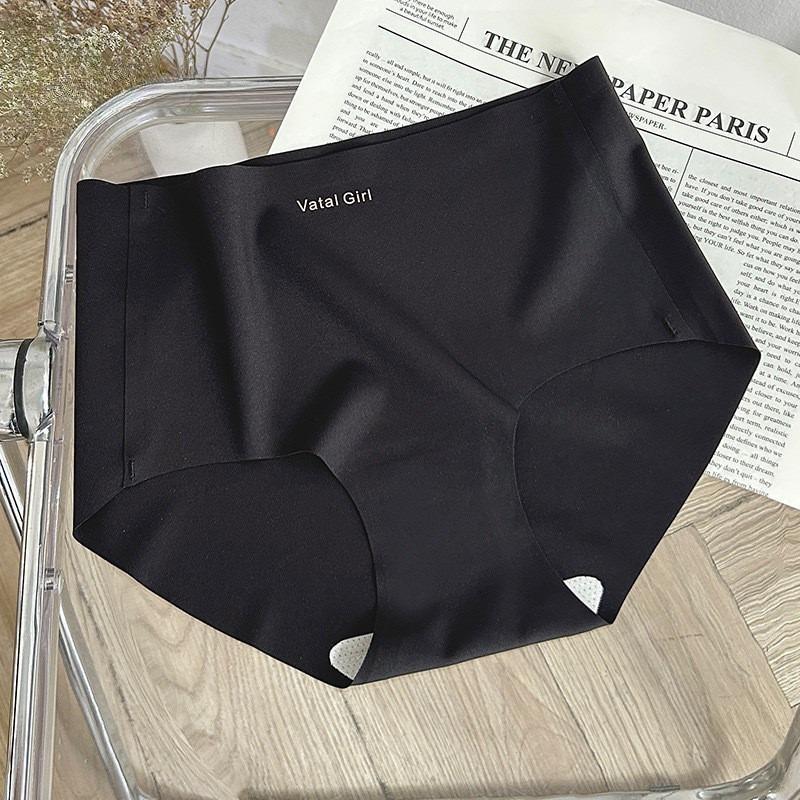 Damenunterwäsche Höschen Baumwolle Schritt Mittelhoher nahtloser Ice Silk Unterwäsche Slip M schwarz