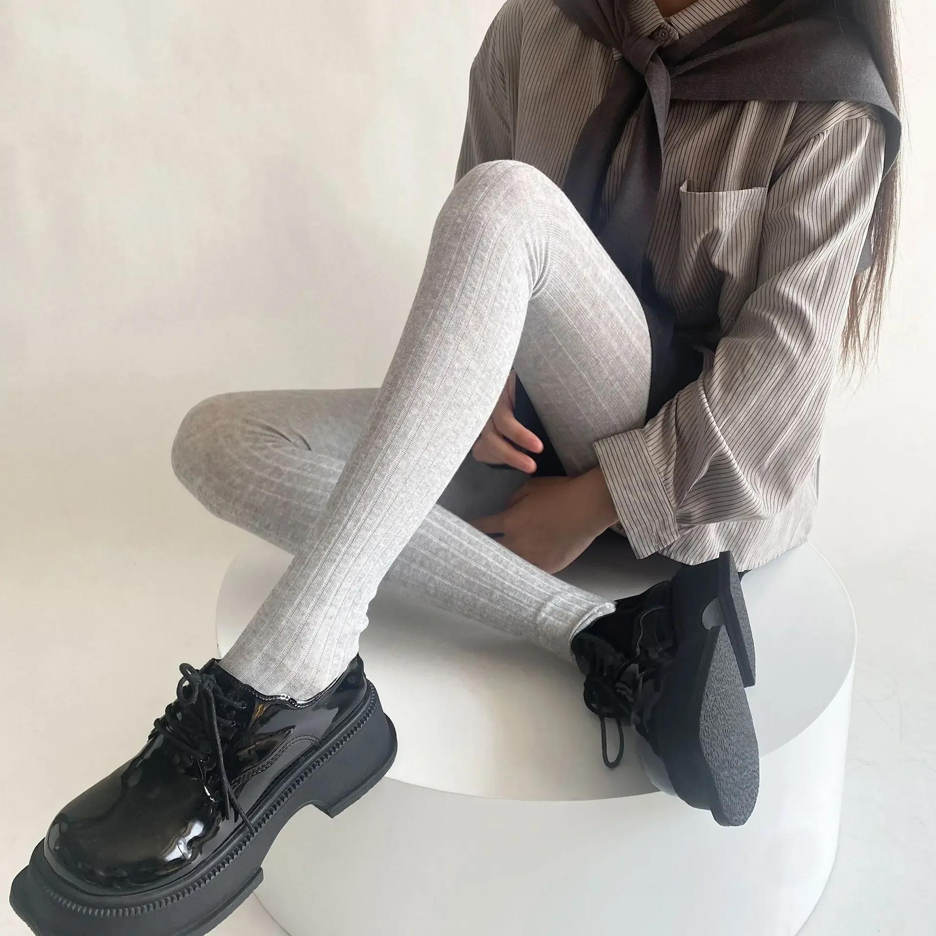 Neue Herbst Winter Strumpfhosen Damen Sexy Gestreifte Oberschenkelhohe Strümpfe Strumpfhosen Dessous Strumpfwaren Ganzkörperstrümpfe Damen Strumpfhosen Leggings One Size gray