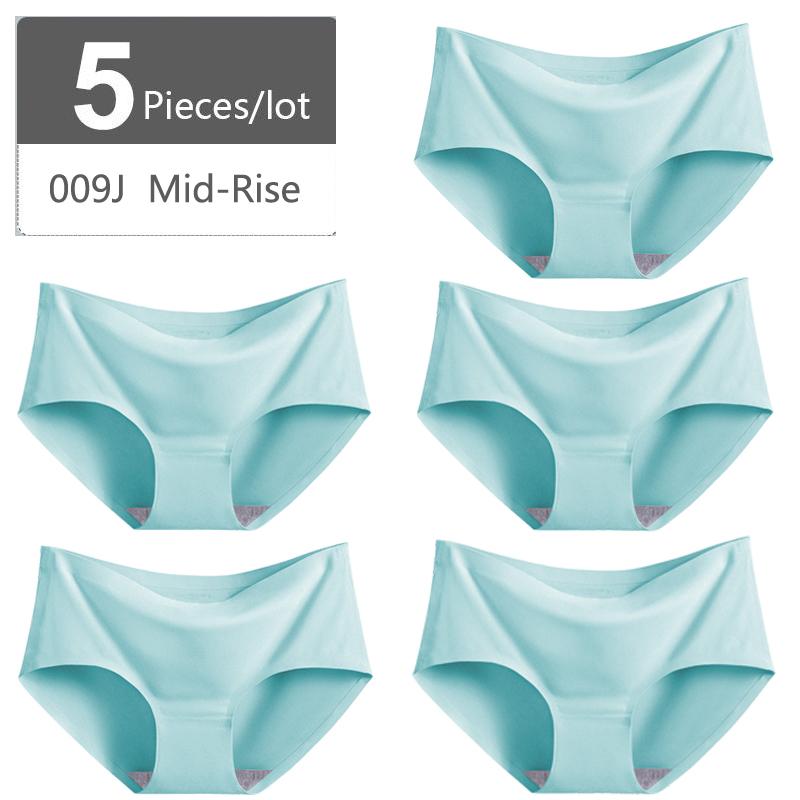 Große Größe M-XXXXL Nahtlose Damen-Höschen aus Eisseide, mittlere Taille, elastische Slips, Unterhosen, Unterwäsche, 5 Stück M