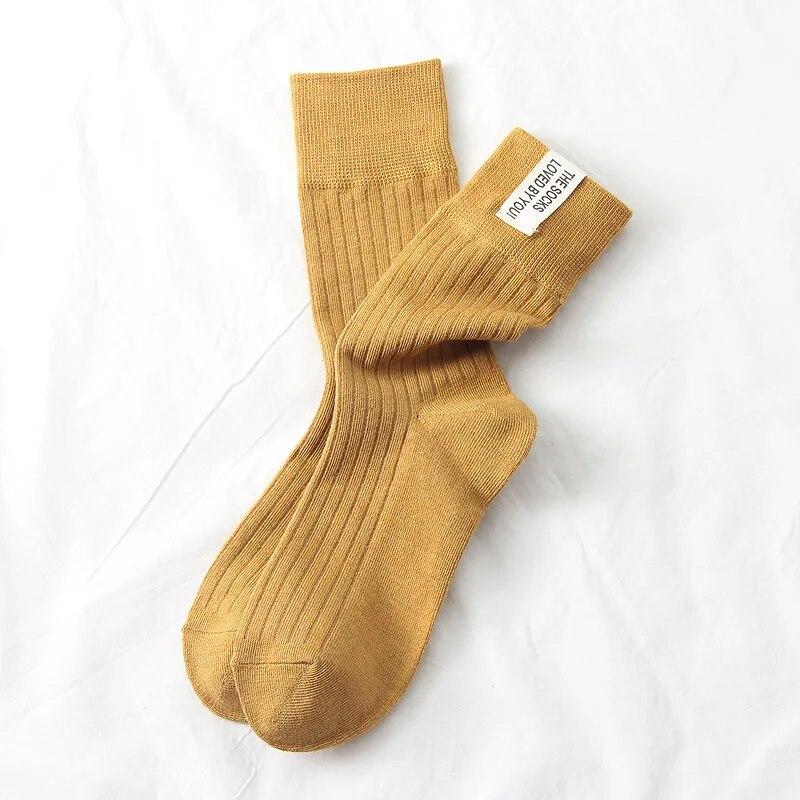 Neue Harajuku Vintage Streetwear Lange Socken Mode Baumwolle Gestrickte Frauen Feste Socken Japanischen Stil Mädchen Crew Socken Herbst Winter
