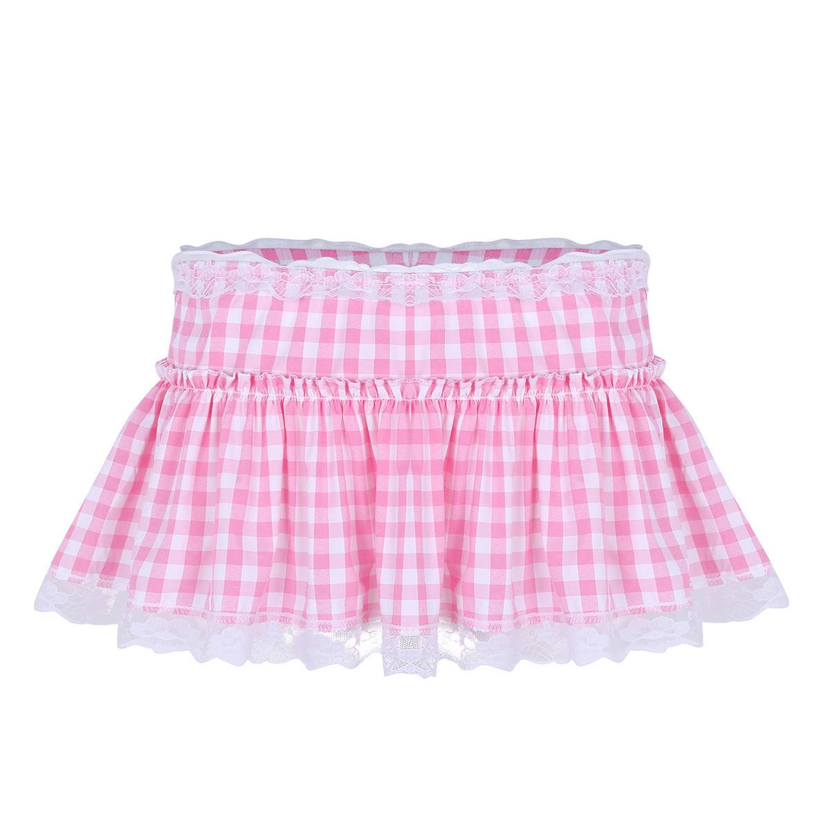 Unisex Männer Frauen Rüschen Crossdress Rock Unterwäsche Nachtwäsche Sissy Unterwäsche Minirock X-Small rosa