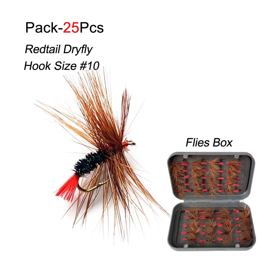 5-25Pcs Künstliche Insekten Köder Hirsch Haar Locken Trocken Fliegen Fliegen Angeln Lockt Für Bass Forelle Angeln fliegen 25Pcs/Set(With Box)