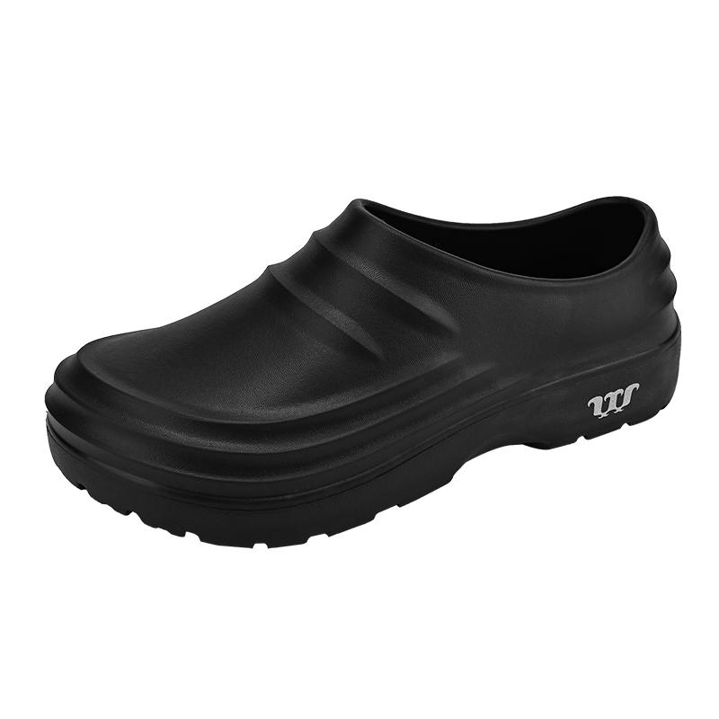 Mode Herren Kochschuhe Rutschfest und Ölbeständig Arbeitsschuhe Bequeme Slipper Lässige Küchenschuhe Ein-Schritt Mode Gartenschuhe für Strand 42 schwarz