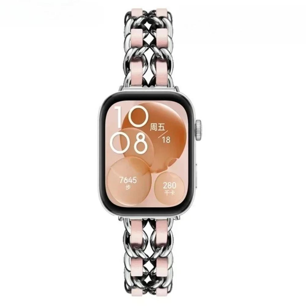 Metall-Gliederarmband für Huawei Watch Fit 4-Fit 3-Fit5 Armband Edelstahl Damen-Armband für Huawei Watch Fit 5Pro 4pro Correa Fit 5Pro/5/4Pro/4/3 silber/rosa