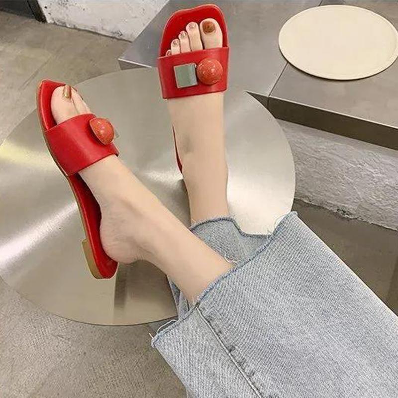 Hausschuhe Damen Outdoor-Hausschuhe Hausschuhe mit flachem Boden Damen Outdoor Fashion Strandsandalen und Hausschuhe 40 rot