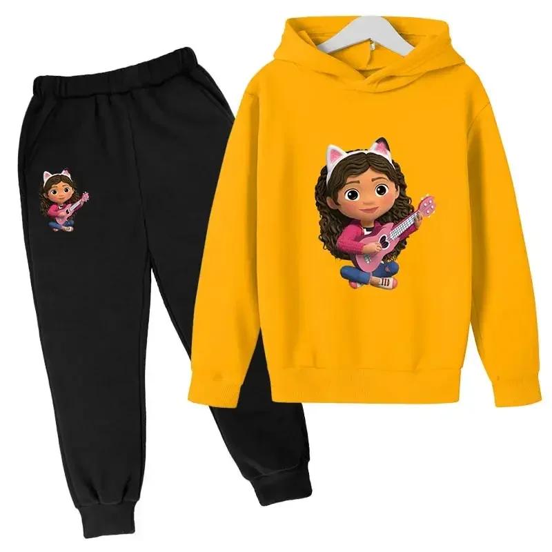 Hoodie Kleinkind Mädchen Gabby Dollhouse Kleidung Hoodies Hosen 2-teilige Sets Niedliches Kinderkostüm Kinder Trainingsanzüge Kinder Gabby Cats 110CM gelb