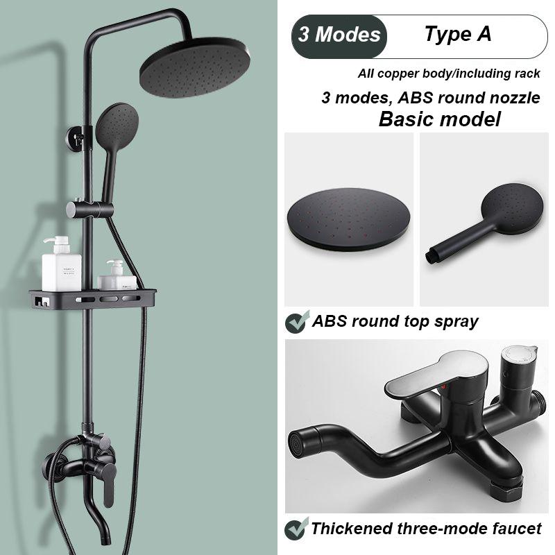 Schwarzes Duschset für Zuhause, komplettes Kupfer-Badezimmer-Booster-Dusche, Badezimmer-Badezimmer-Duschset A schwarz