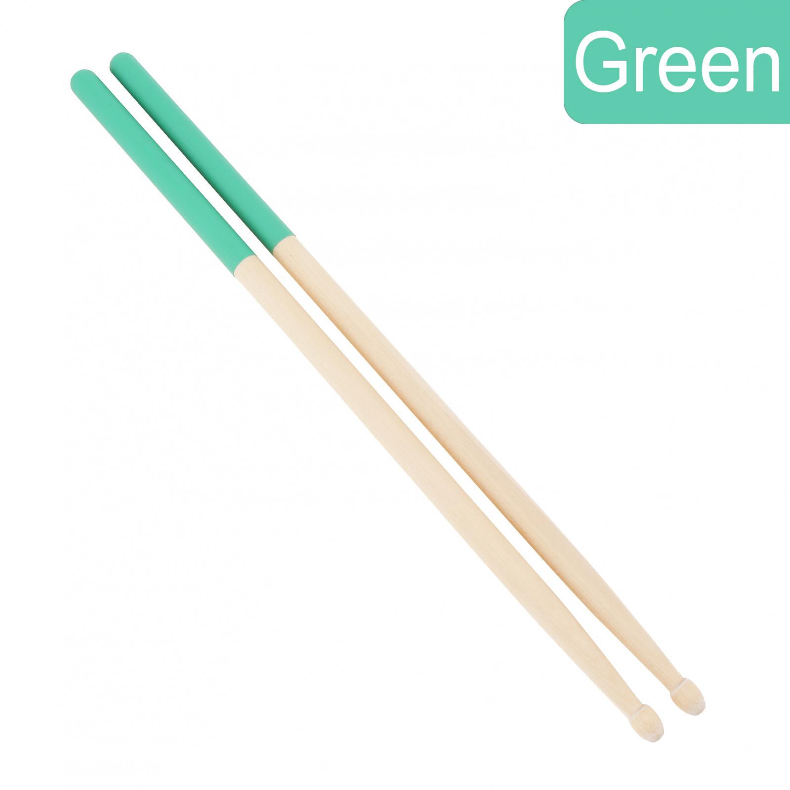 2 Stück 7A Trommelstöcke, rutschfest, mehrere Farben, Ahorn, Musikinstrumente, Trommelstöcke, Holztrommelstöcke für Kinder, Studenten/Anfänger grün