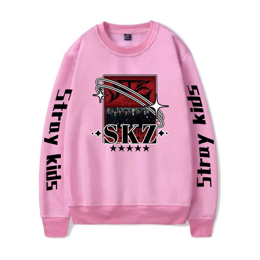 Mode Stray Kids Kpop Rundhals-Pullover Männer/Frauen Harajuku Hoodie Streetwear Sweatshirts Mode-Oberteile Lässige Teenager-Kleidung XXXL rosa