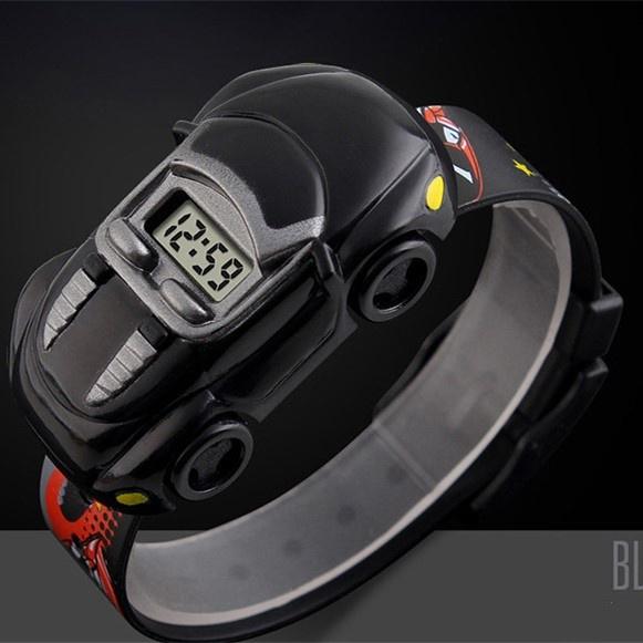 Neue coole Auto-Modell-Kinder elektronische Uhren Jungen und Mädchen abnehmbare Cartoon-Uhren Kinder schwarz