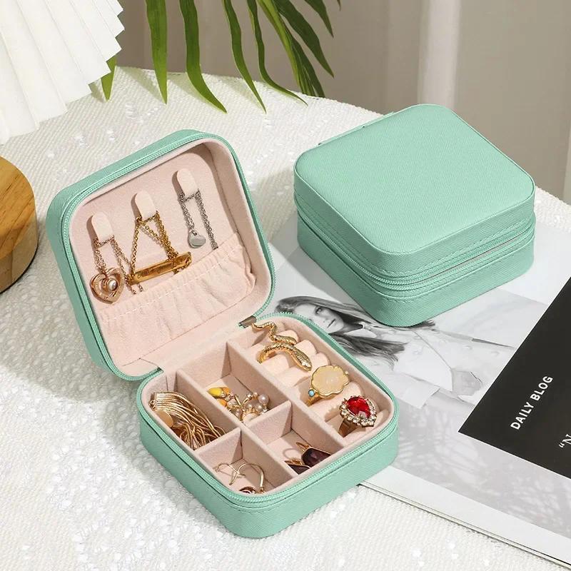 Schmuck Organizer Display Reise Schmuck Fall Boxen Tragbare Schmuck Box Leder Lagerung Joyeros Organizador De Joyas grün