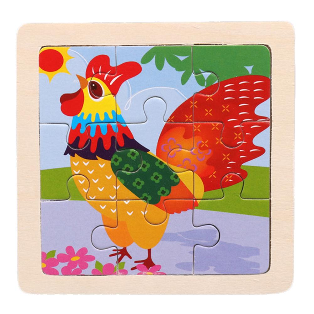 TOYS & TOTS 9 Stücke Holz Cartoon Tiere Puzzle Lernen Bildung Panel Kinderspielzeug Cock