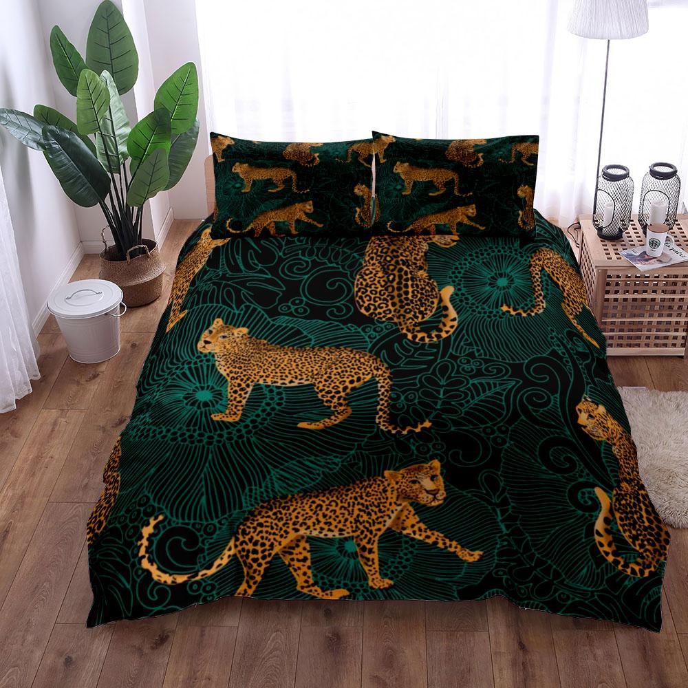 Bettwäsche-Set mit grünen Safari-Affen, Kingsize-Bett, Queensize-Bett, Doppelbett, Doppelbett, Einzelbett 140x200cm