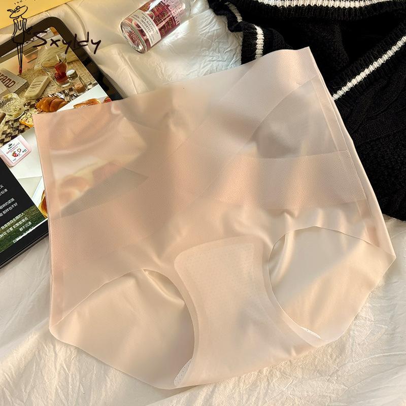 Damen High Waist Nahtlose Slips Neue Eisseide Slips Weiblich Sexy Nahtlose Dessous Hüftlift Unterwäsche Sommer Unterhosen M/L rosa