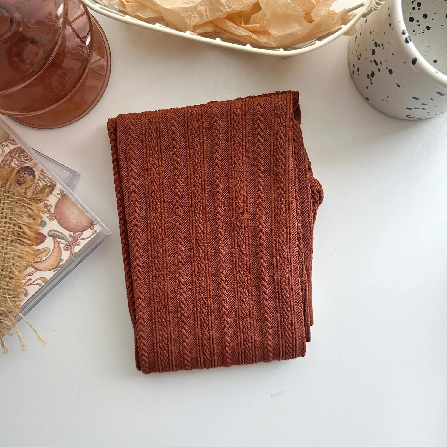 Herbst Winter Damen Jacquard Strumpfhose Dessous Schlanke Strumpfhose Strumpfhose Damenstrumpfwaren Retro Enge Strumpfhose Legging Ganzkörperstrumpf One Size brown