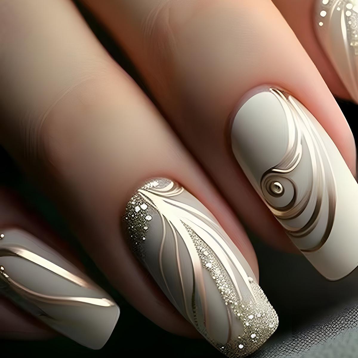 24 Stück Gothic Falsche Nägel Dunkelrot Rankenmuster Mittel Sarg Aufkleben Nagel Süß Cool Glänzend Französisch Falscher Nagel Spice Girl