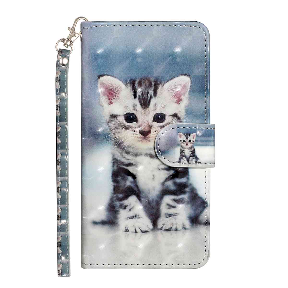 Niedliches Katze 3D Muster Stoßfest Kartenfächer PU Leder Brieftasche Hülle für iPhone,Samsung,Huawei,Xiaomi,Moto,Tecno,Google,Nokia,Oppo,ZTE,Blackview.. Samsung Galaxy A33 5G grau