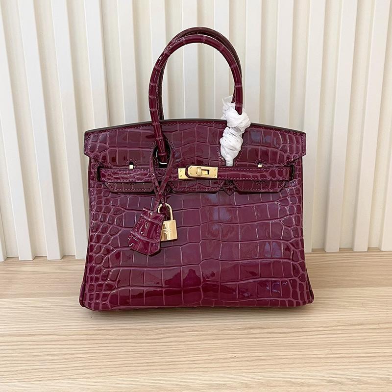 Oberste Schicht Rindsleder Krokodilmuster Tasche 2025 neue Leder Damen Tasche Business Pendler Handtasche Schulter Crossbody Tasche 25cm