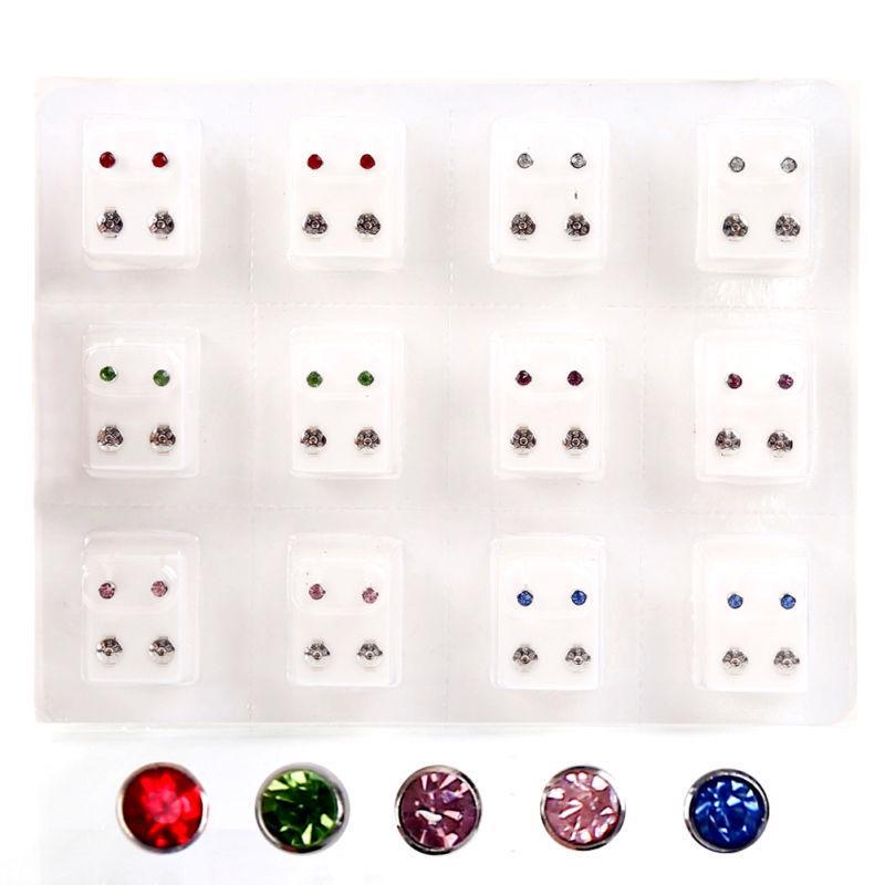 12 Paar Stahl-Ohrstecker, Ohrringe-Set, medizinische Ohrringe, Piercing-Werkzeug-Sets, Damen-Schmuck, Piercing-Bolzenohrring bunt