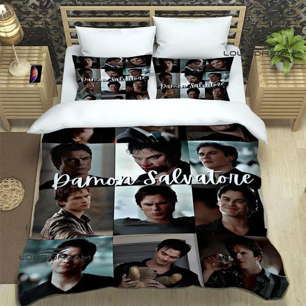 The Vampire Diaries Damon Salvatore Bettwäsche-Sets exquisites Bettwaren-Set Bettbezug Bettdecke Bettwäsche Geburtstagsgeschenk 220*240cm 3pcs