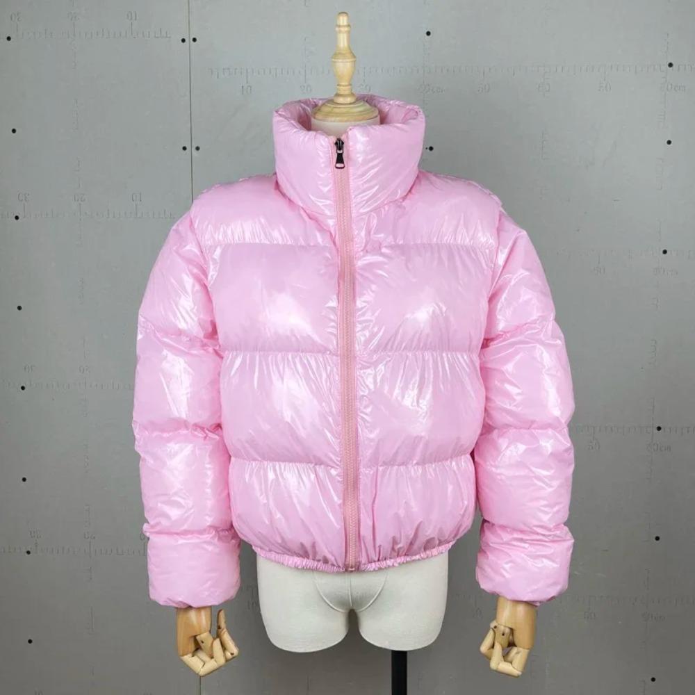 Winter Damen Reißverschluss Fliegen Parkas Jacken Streetwear Langarm Reißverschluss Lässig Daunen Wollmäntel Slim Lässige Jacken M rosa
