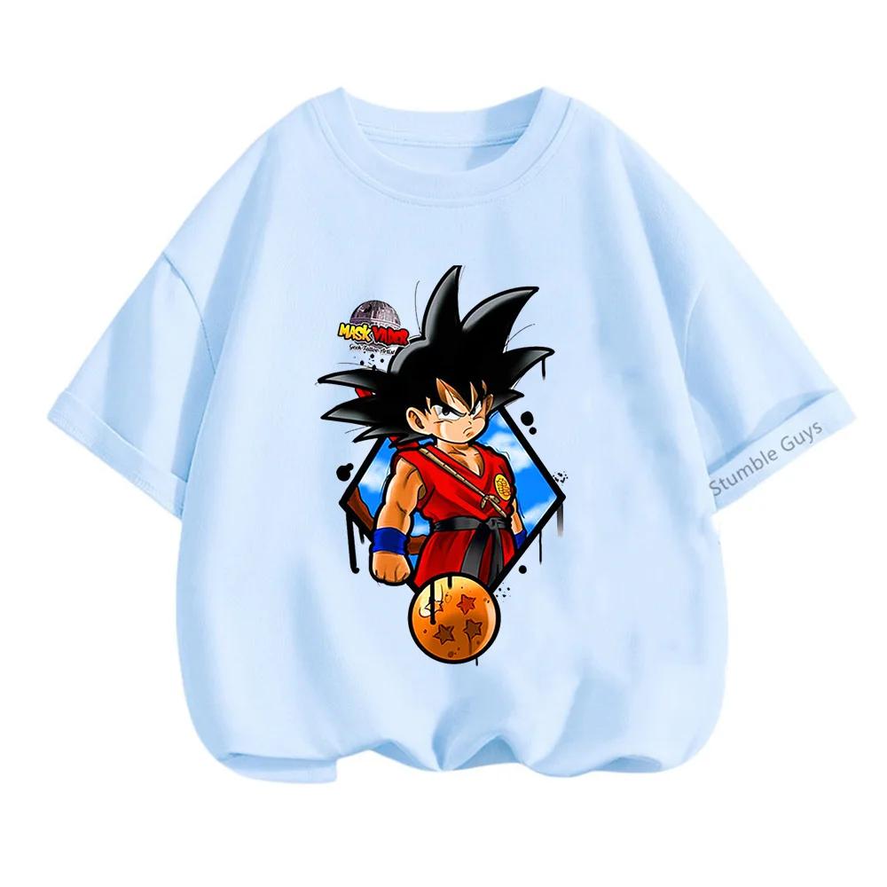 2025 MINISO Sommer 4-14 Kinder Dragon Ball Z T-shirt Son Goku Anime Teen Kleidung Mode Casual T-shirt Jungen Kleidung mädchen Kawaii Kinder Tops 100