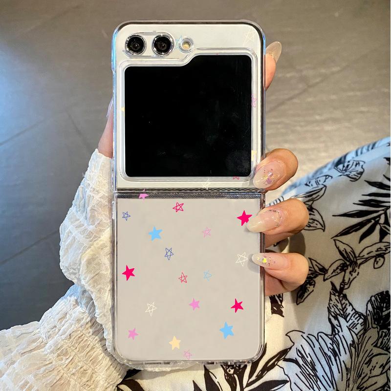 Kleine Liebesherz Transparente Hülle Für Samsung Galaxy Z Flip6 Flip5 Flip4 Faltbare Harte Handyhülle Für Samsung Z Flip 6 5 4 3 5G For Samsung Galaxy Z Flip4 black