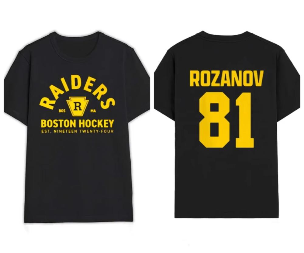 Boston Raiders Eishockey Team Grafik T-Shirt Ilya Lozanov 81 Top Trendiges Sport T-Shirt Lockerer Schnitt Reine Baumwolle Unisex Streetwear Top L