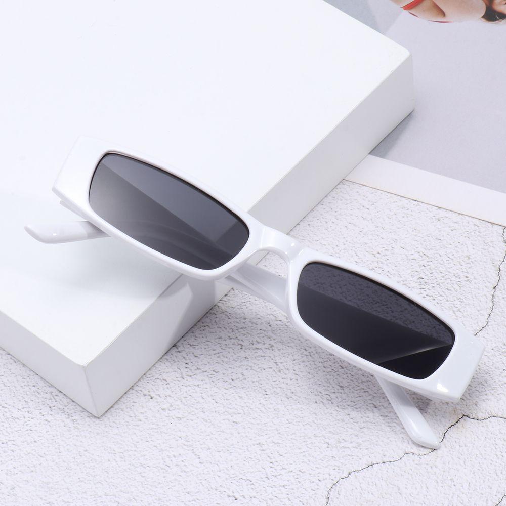 Vintage Trendige Brillen Retro Sonnenbrillen Kleine Rechteckige Sonnenbrillen Kleiner Rahmen Schmale Sonnenbrillen White
