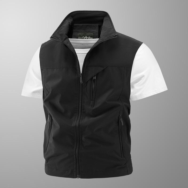 Herren-Sommerweste für Outdoor-Fotografie und Angeln – atmungsaktive Arbeitskleidung mit mehreren Taschen für Männer mittleren Alters und junge Männer S schwarz