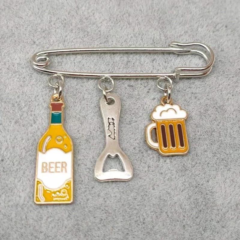 Mode Emaille Bier Becher Serie Pin Damen Frauen Bier Flasche Anhänger Brosche Party Schmuck Geschenke