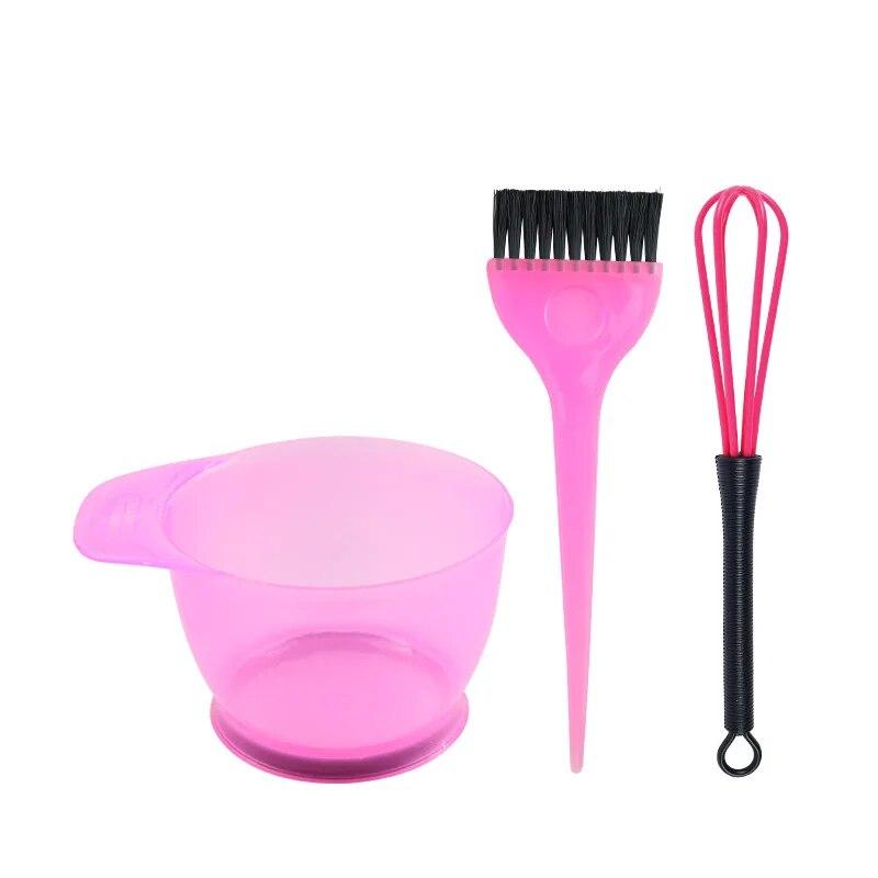 Salon Professional Haar Färben Styling Werkzeuge 3 stücke Einfache Haar Färben Set Hause Friseur Färben Pinsel Schüssel Farbstoff Mixer kamm rosa